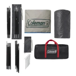 Coleman 6-Person Cabin Tent With Screened Porch, Evergreen -Campout Gear Shop 2000035607 Coleman 2020 US Overhead 18Stakes