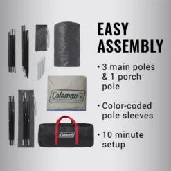 Coleman 4-Person Cabin Tent With Enclosed Weatherproof Screened Porch, Evergreen -Campout Gear Shop 2000035607 Congaree ATF 6 1 2