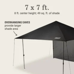 Coleman OASIS™ Lite 7 X 7 Canopy With Sun Wall 12 Coleman OASIS™ Lite 7 X 7 Canopy With Sun Wall -Campout Gear Shop 2156416 OasisLite7x7CanopySunWallBlack ATF5