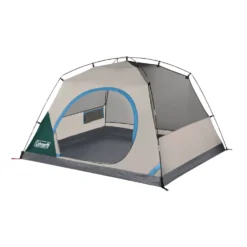 Coleman Skydome™ 4-Person Camping Tent With Full-Fly Vestibule, Evergreen 18 Coleman Skydome™ 4-Person Camping Tent With Full-Fly Vestibule, Evergreen -Campout Gear Shop 4P DmVstblFllFly Evrgrn 3 FrontAngle FlyOff DoorOpen