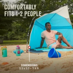 Coleman Skyshade™ Small Compact Beach Shade, Caribbean Sea -Campout Gear Shop Coleman 2000037508 Skyshade CaribbeanSea ATF7